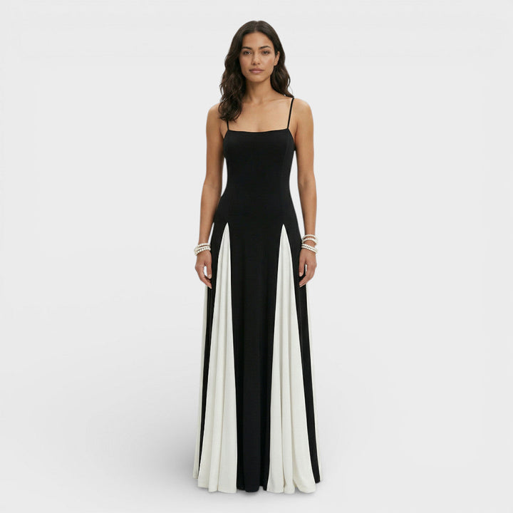 Robe Longue Soirée Bretelles Contraste