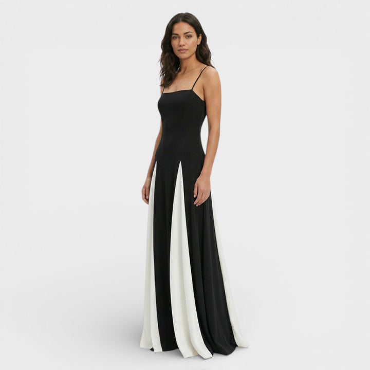 Robe Longue Soirée Bretelles Contraste