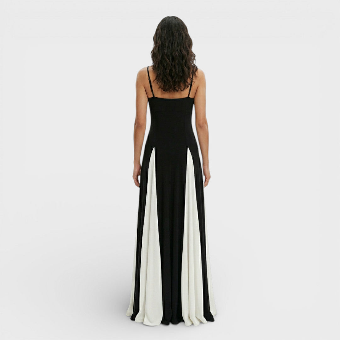 Robe Longue Soirée Bretelles Contraste