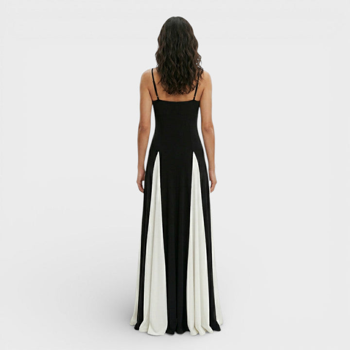 Robe Longue Soirée Bretelles Contraste