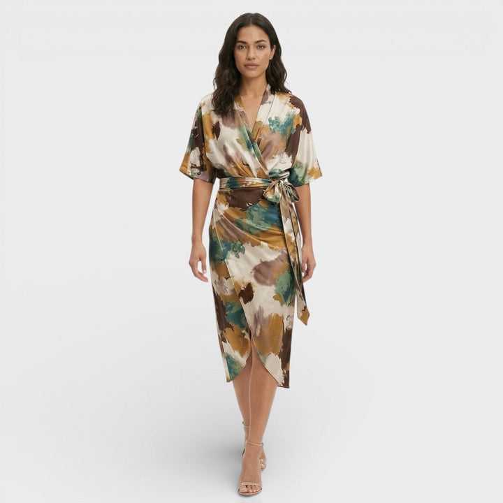 Robe Longue Décolleté V Multicolore