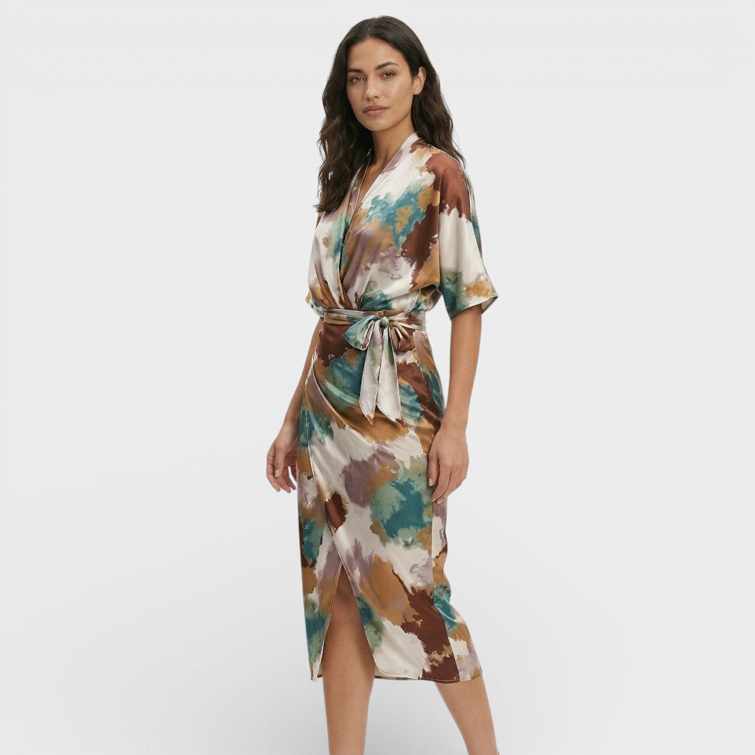 Robe Longue Décolleté V Multicolore