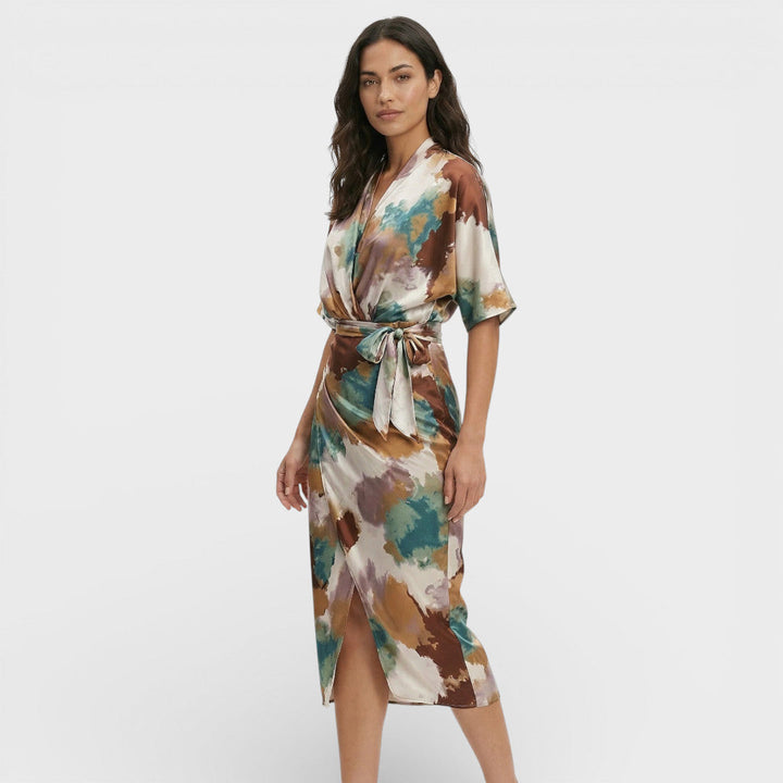 Robe Longue Décolleté V Multicolore