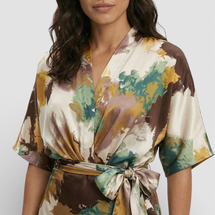 Robe Longue Décolleté V Multicolore