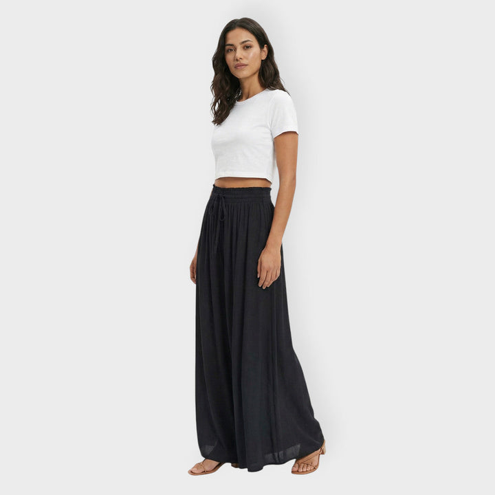 Pantalon Large Taille Élastique Femme