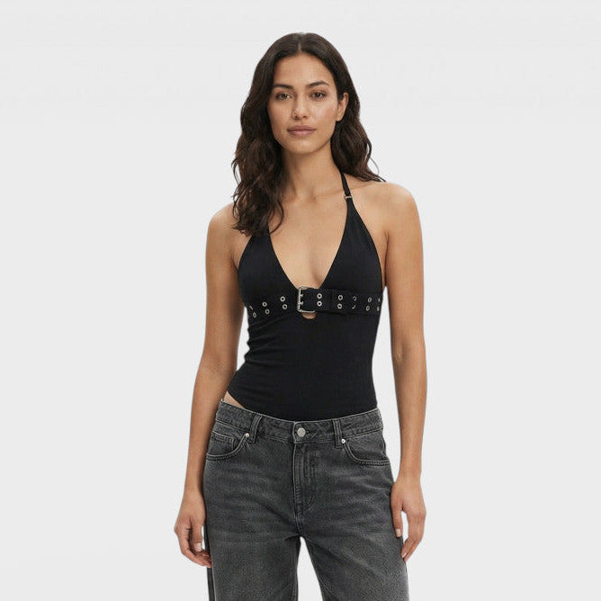 Top Halter Ajusté Femme Soirée