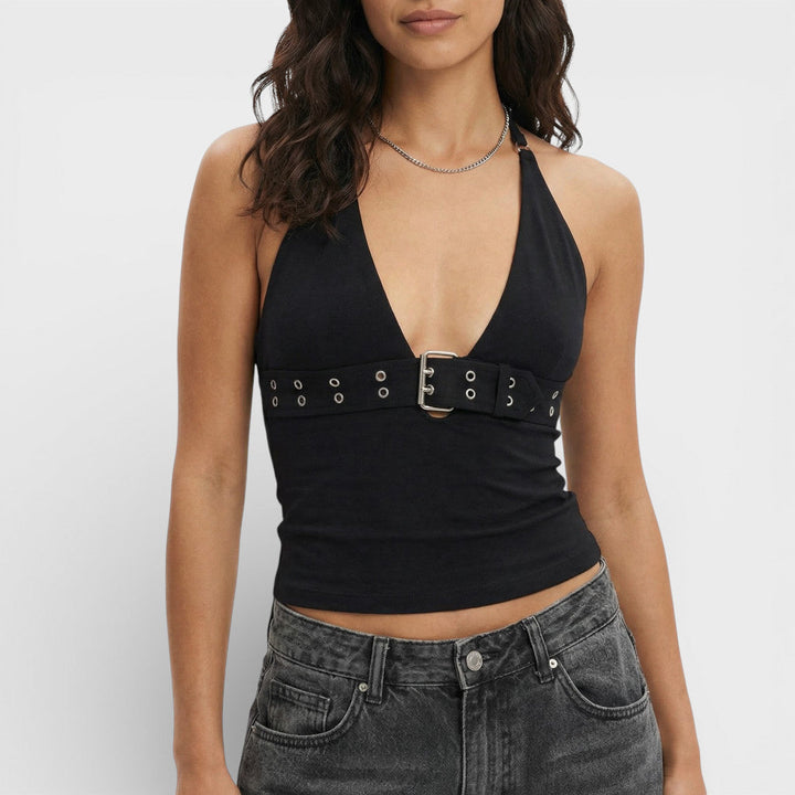 Top Halter Ajusté Femme Soirée