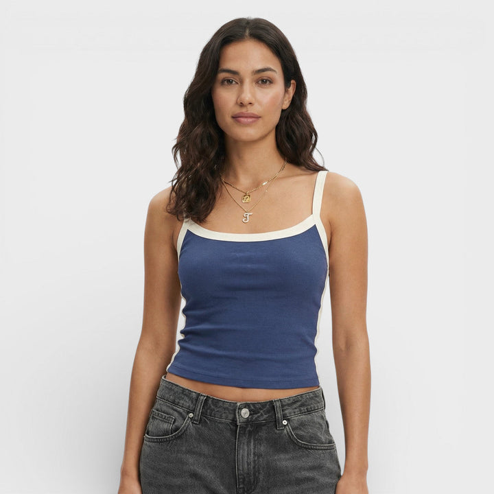 Top Court Maille Femme Contraste