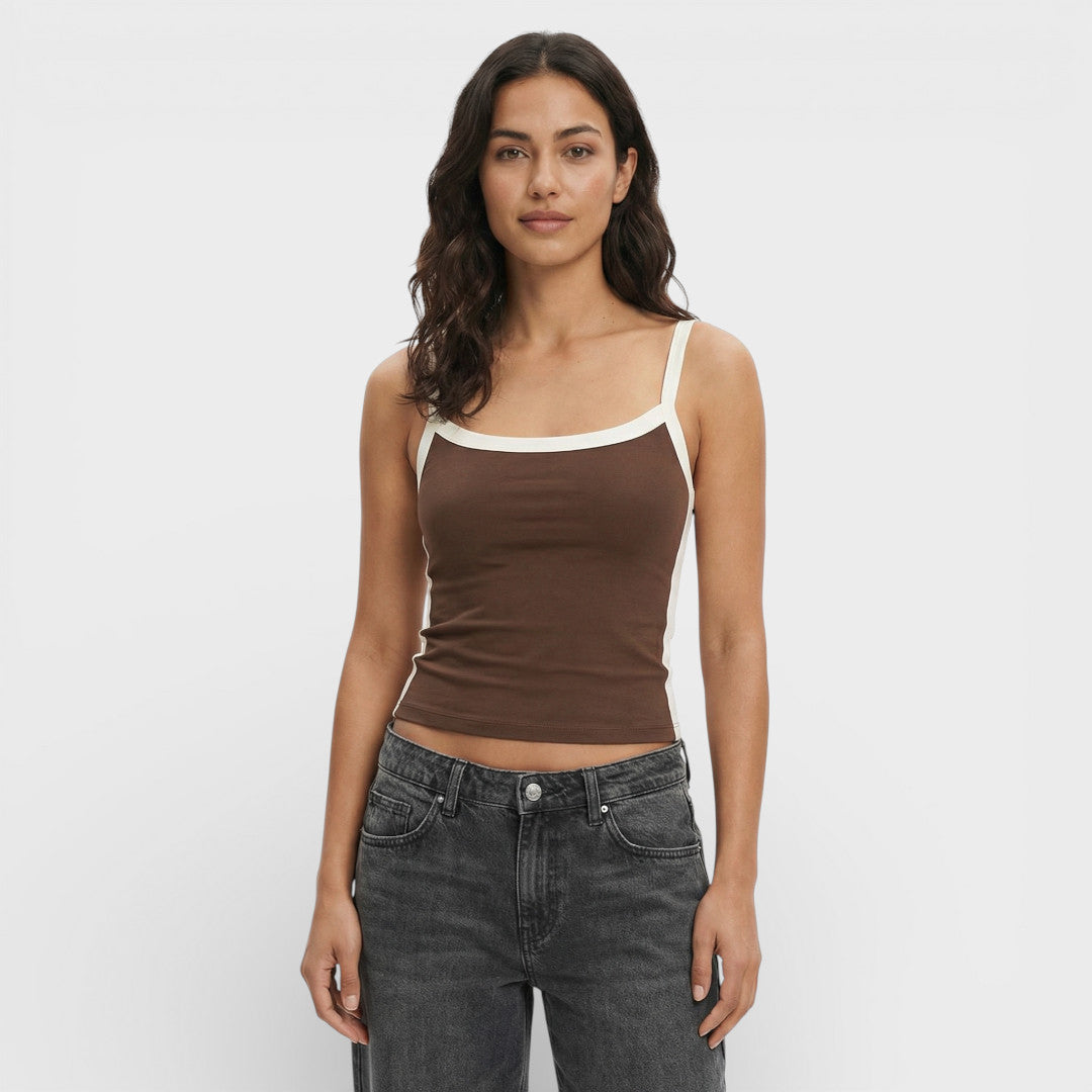 Top Court Maille Femme Contraste