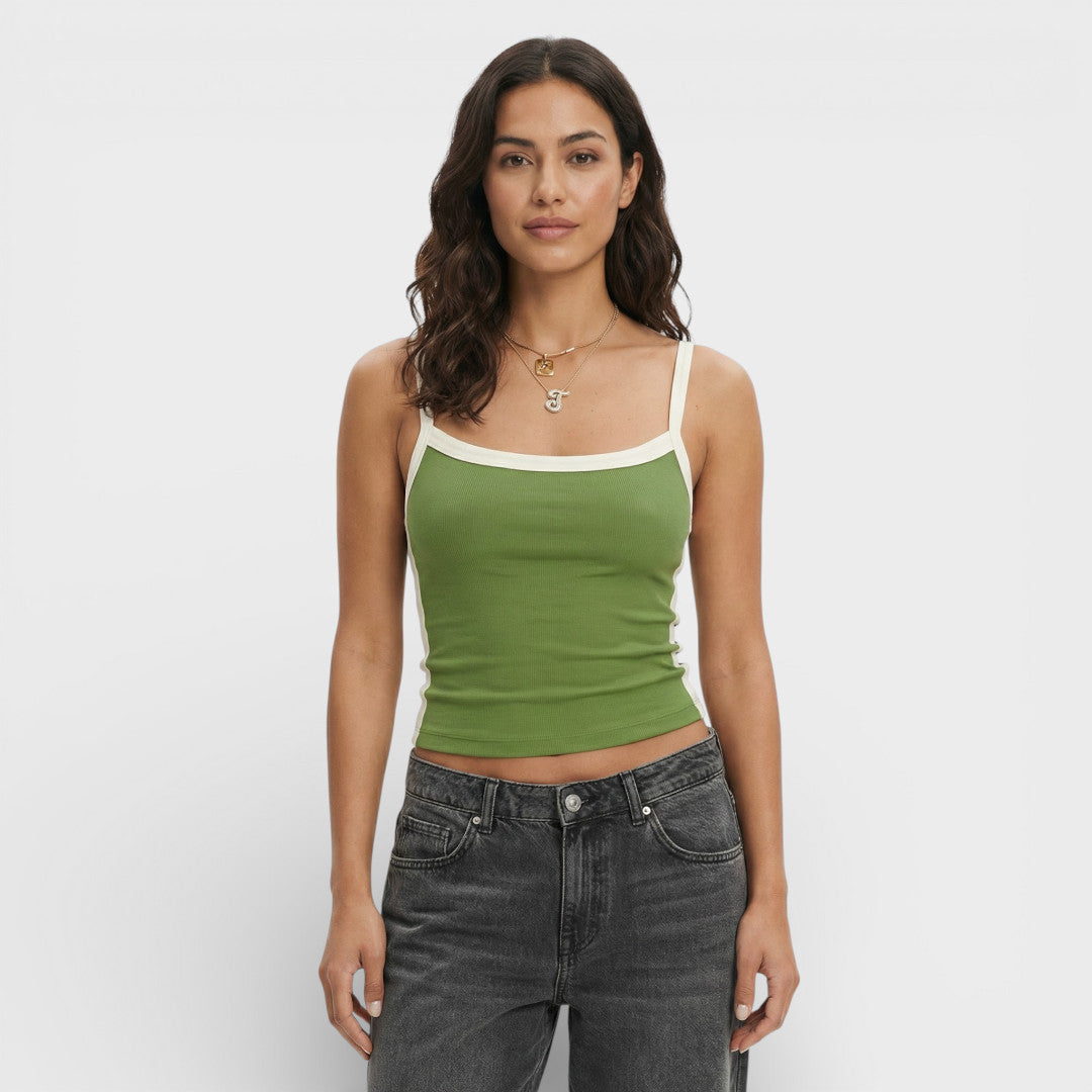 Top Court Maille Femme Contraste