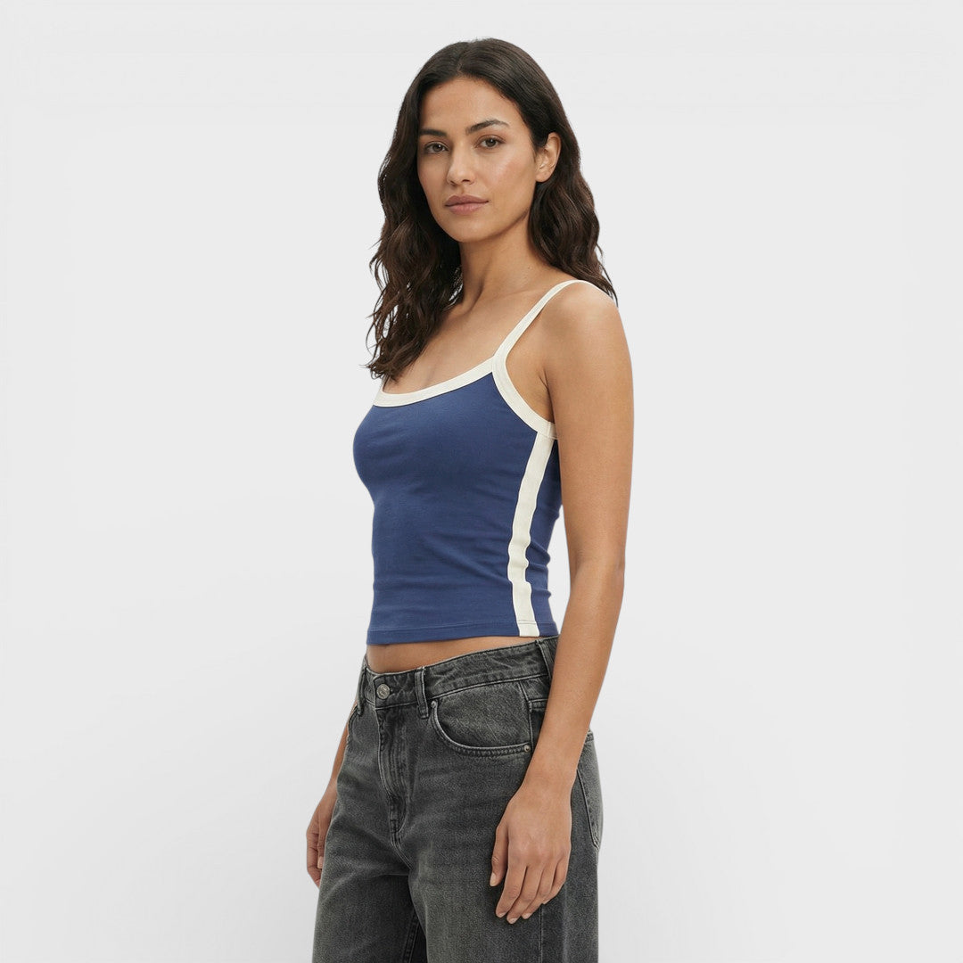 Top Court Maille Femme Contraste