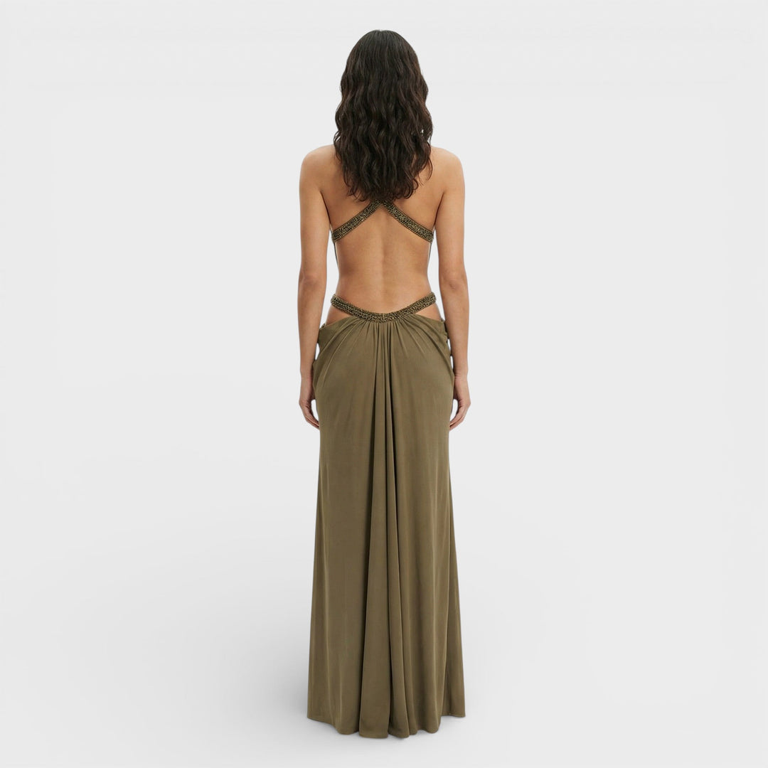 Robe Longue Halter Paillettes Femme