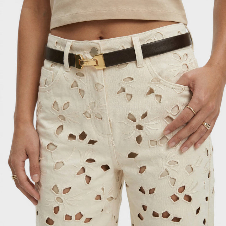 Jean Taille Haute Ajouré Femme