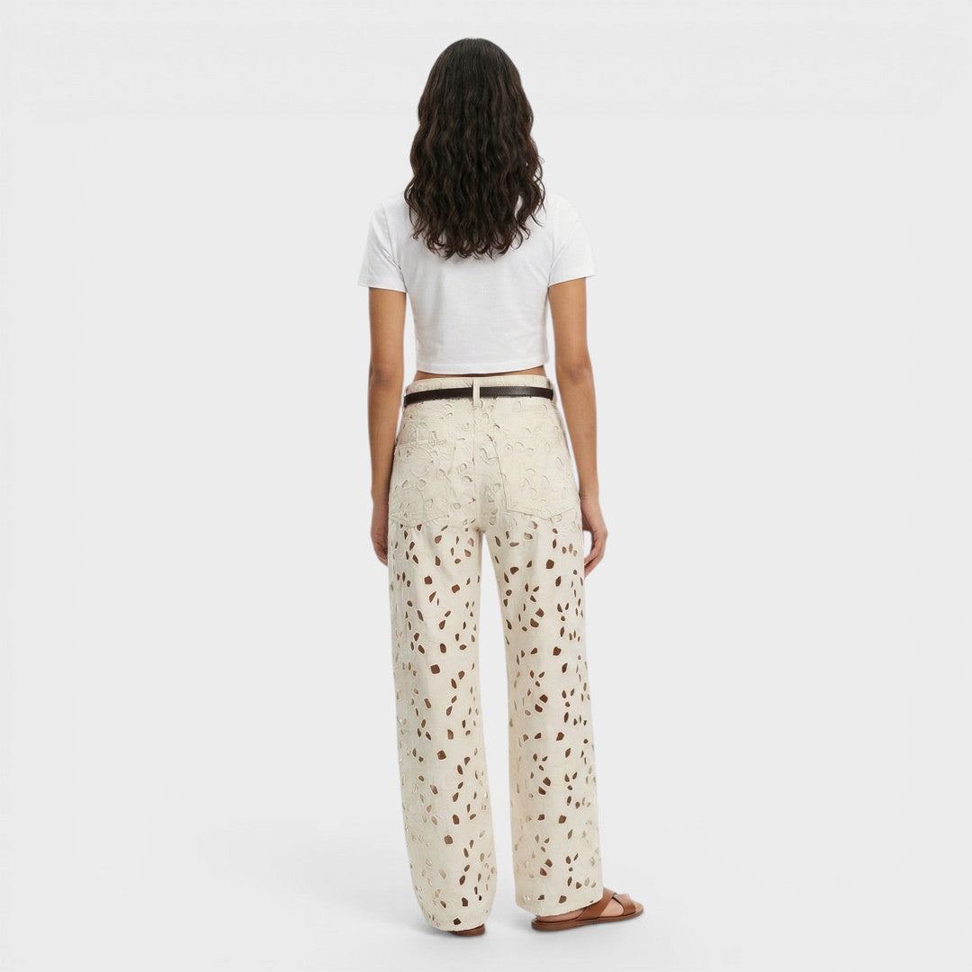 Jean Taille Haute Ajouré Femme
