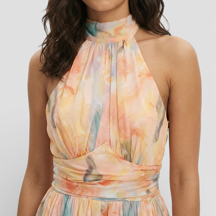 Robe Maxi Imprimé Aquarelle Halter