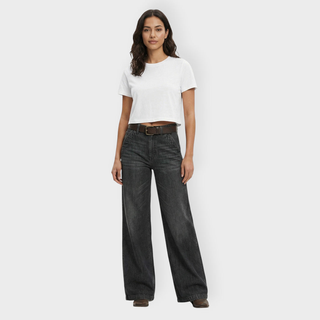 Jean Wide Leg Déchiré Femme