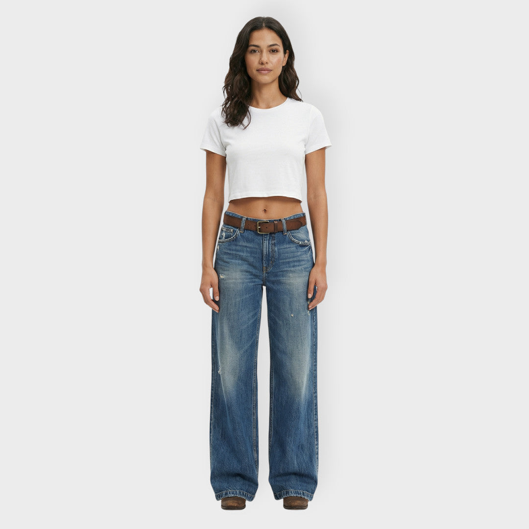 Jean Wide Leg Déchiré Femme