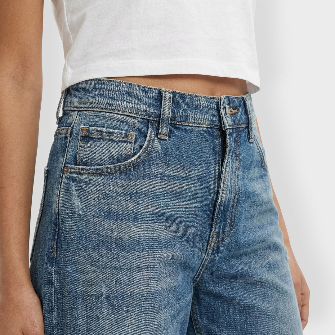 Jean Wide Leg Déchiré Femme