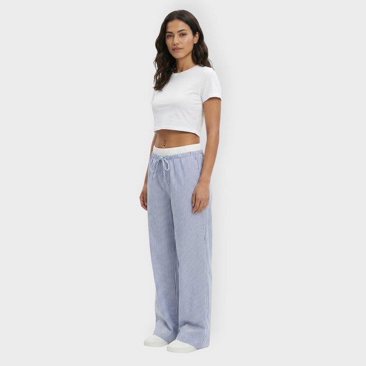 Pantalon Large Rayures Taille Femme