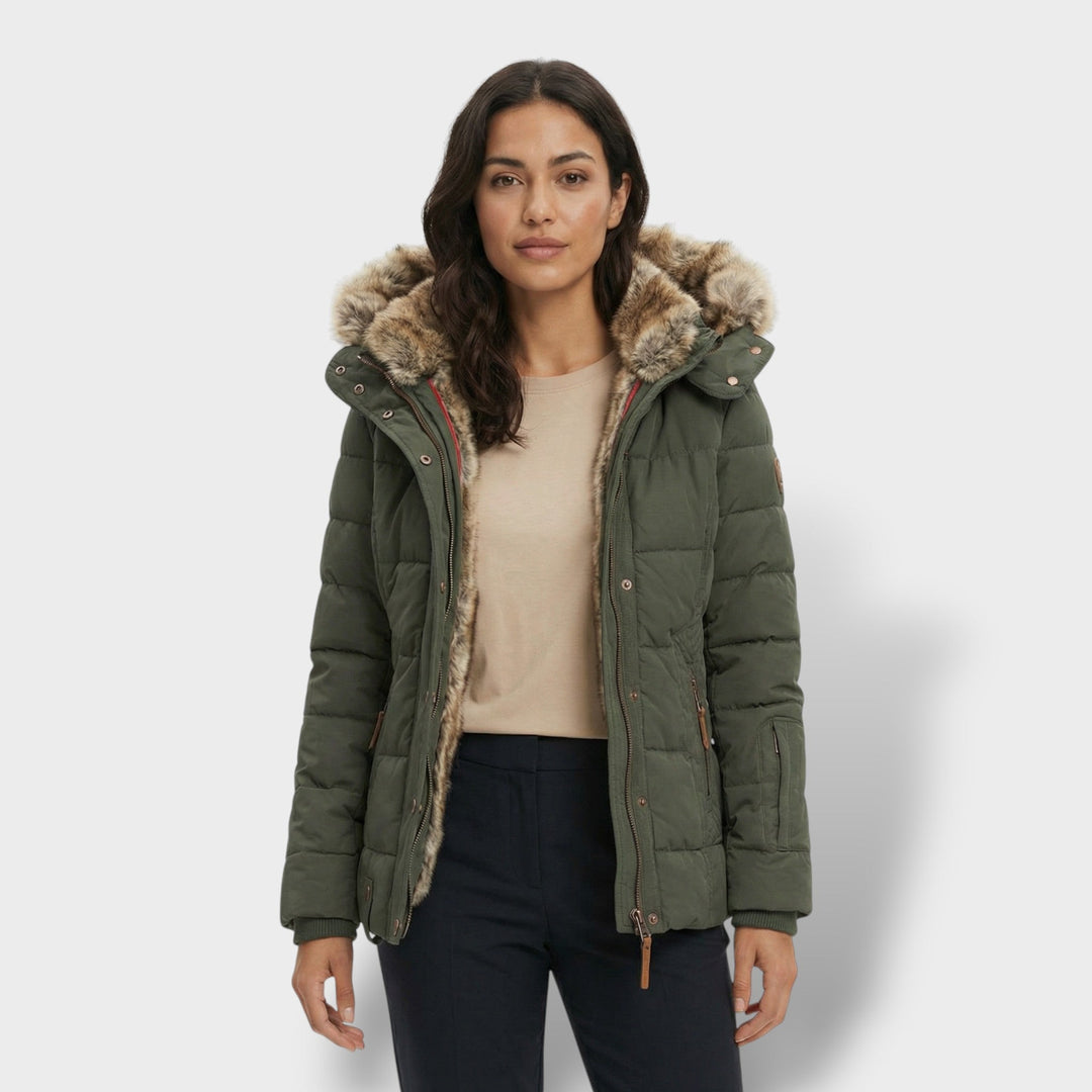 Veste Teddy Capuche Fermeture Éclair Femme