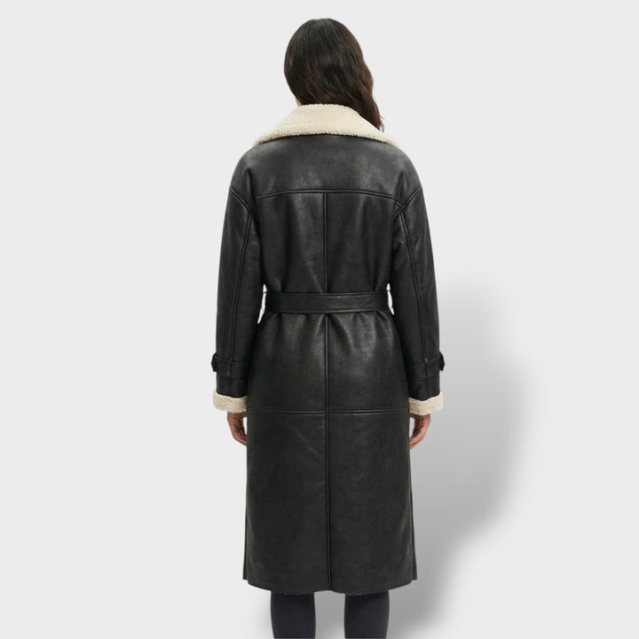 Manteau Long Teddy Col Fausse Fourrure Femme