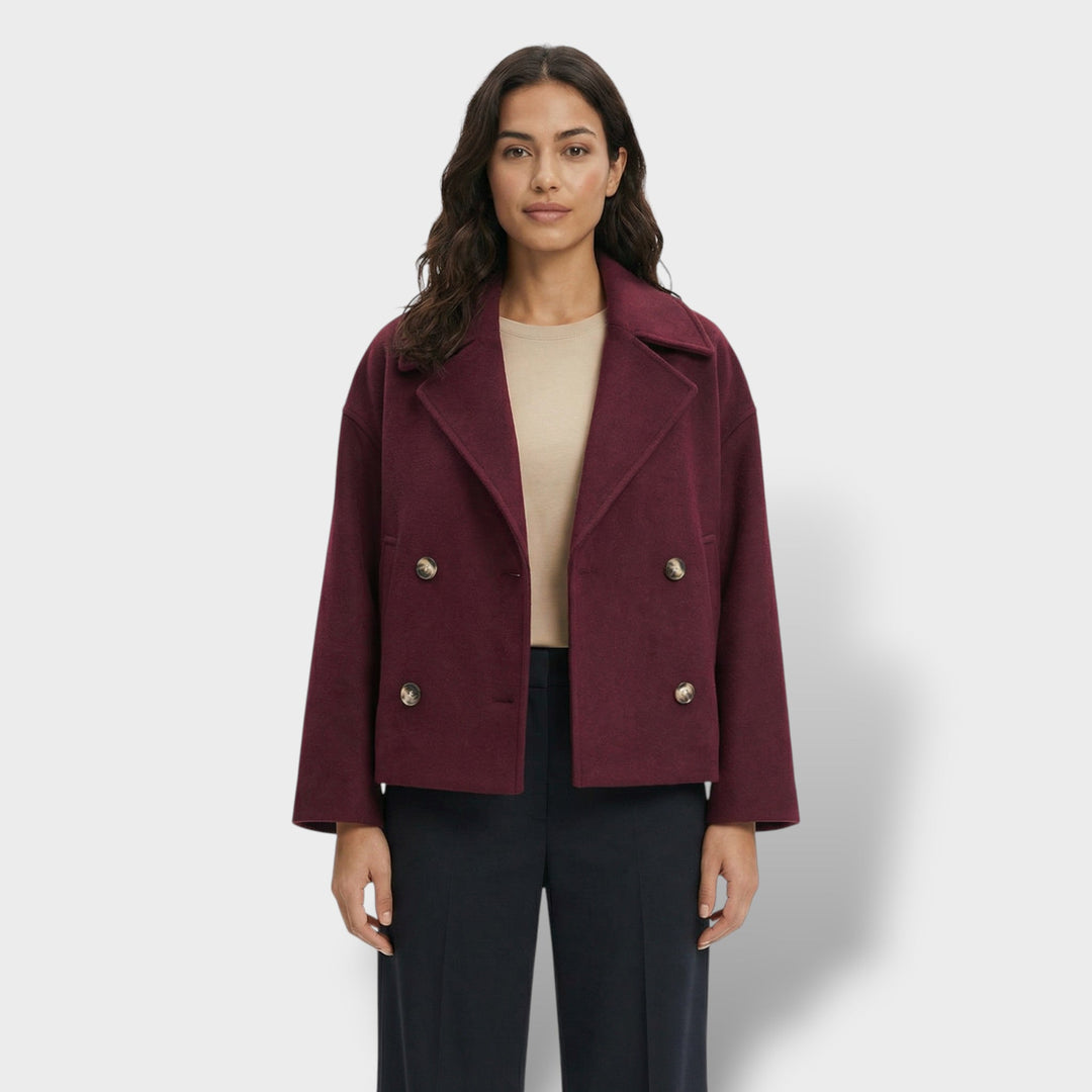 Manteau Court Laine Double Boutonnage Femme