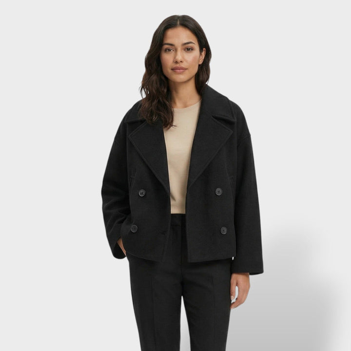Manteau Court Laine Double Boutonnage Femme