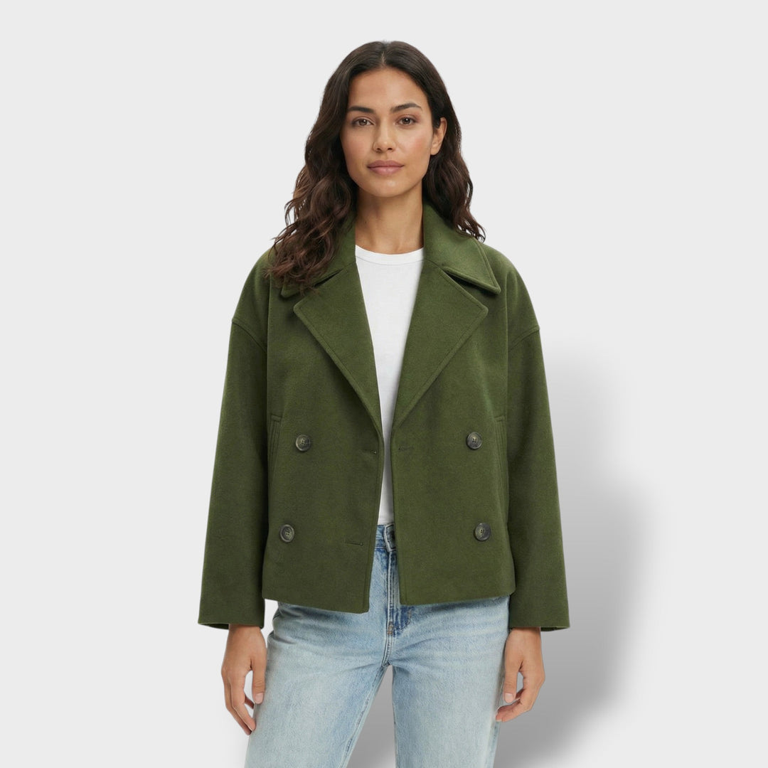 Manteau Court Laine Double Boutonnage Femme