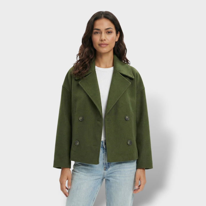 Manteau Court Laine Double Boutonnage Femme