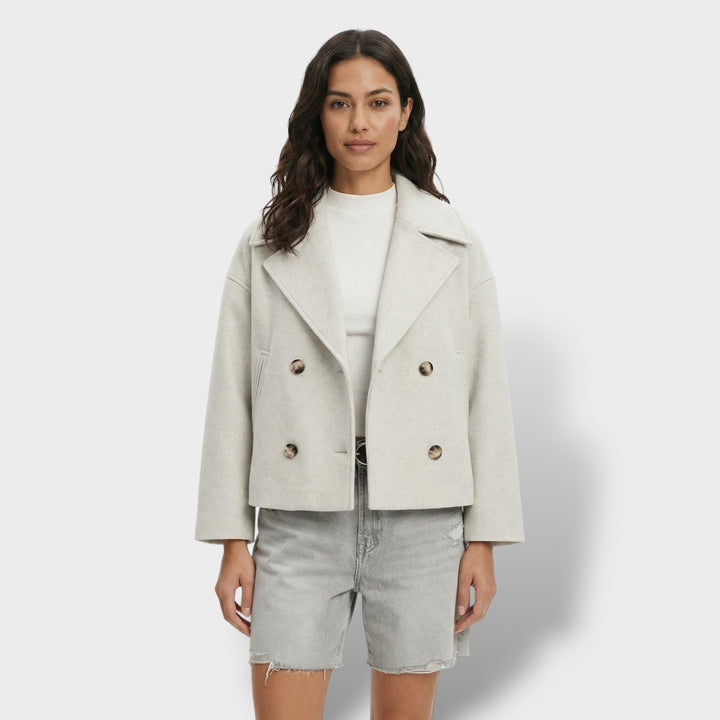Manteau Court Laine Double Boutonnage Femme