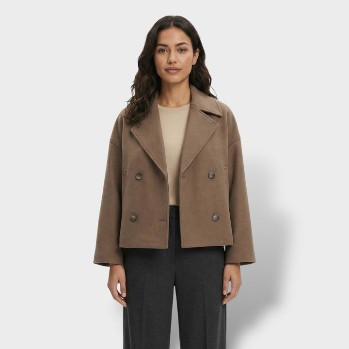 Manteau Court Laine Double Boutonnage Femme