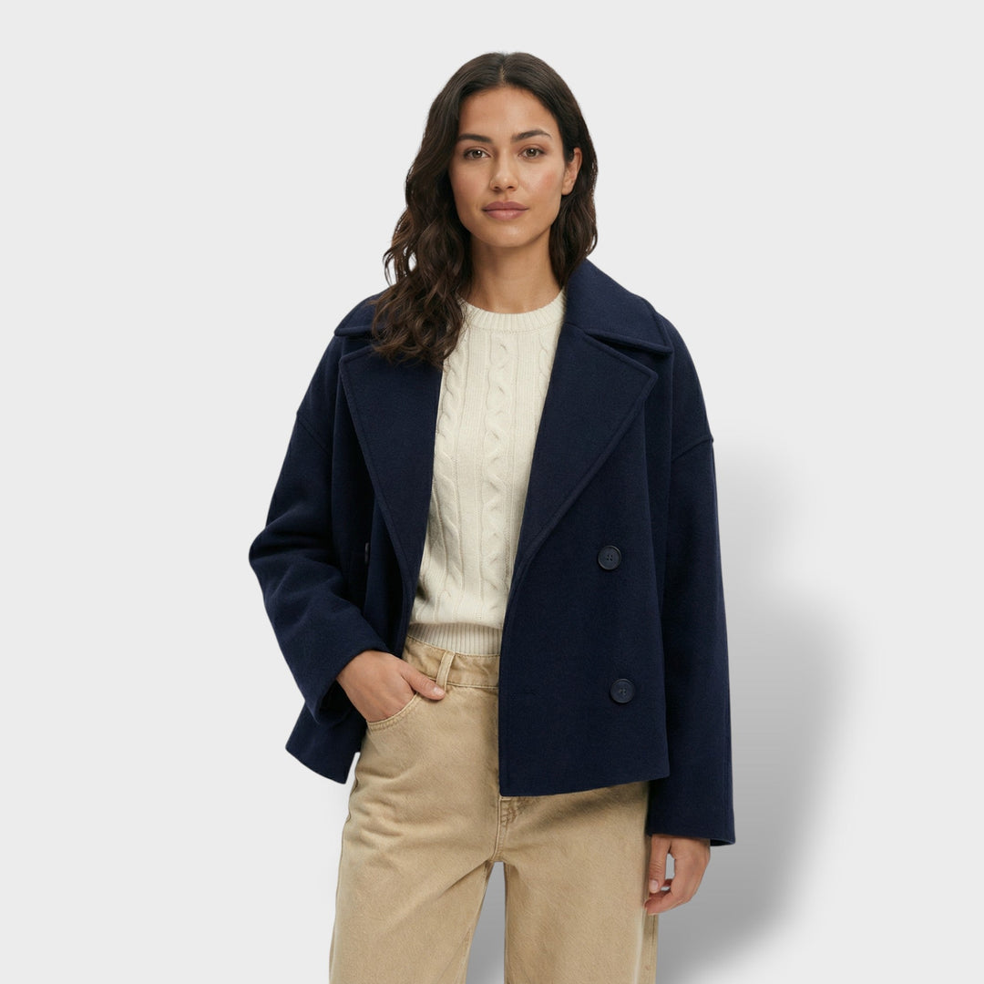 Manteau Court Laine Double Boutonnage Femme
