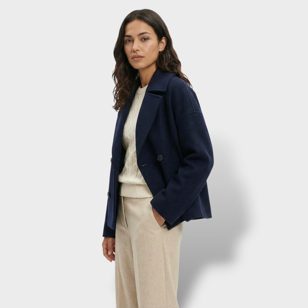 Manteau Court Laine Double Boutonnage Femme