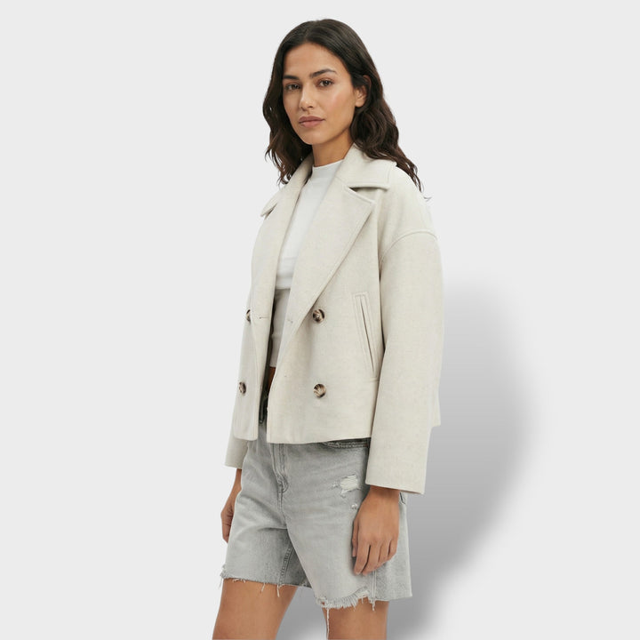 Manteau Court Laine Double Boutonnage Femme