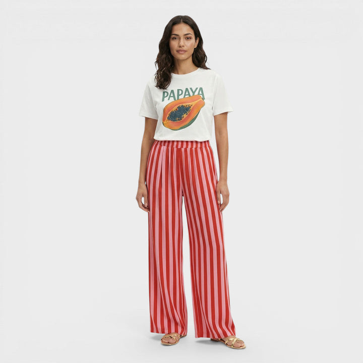 Pantalon Rayures Cordon Large Femme