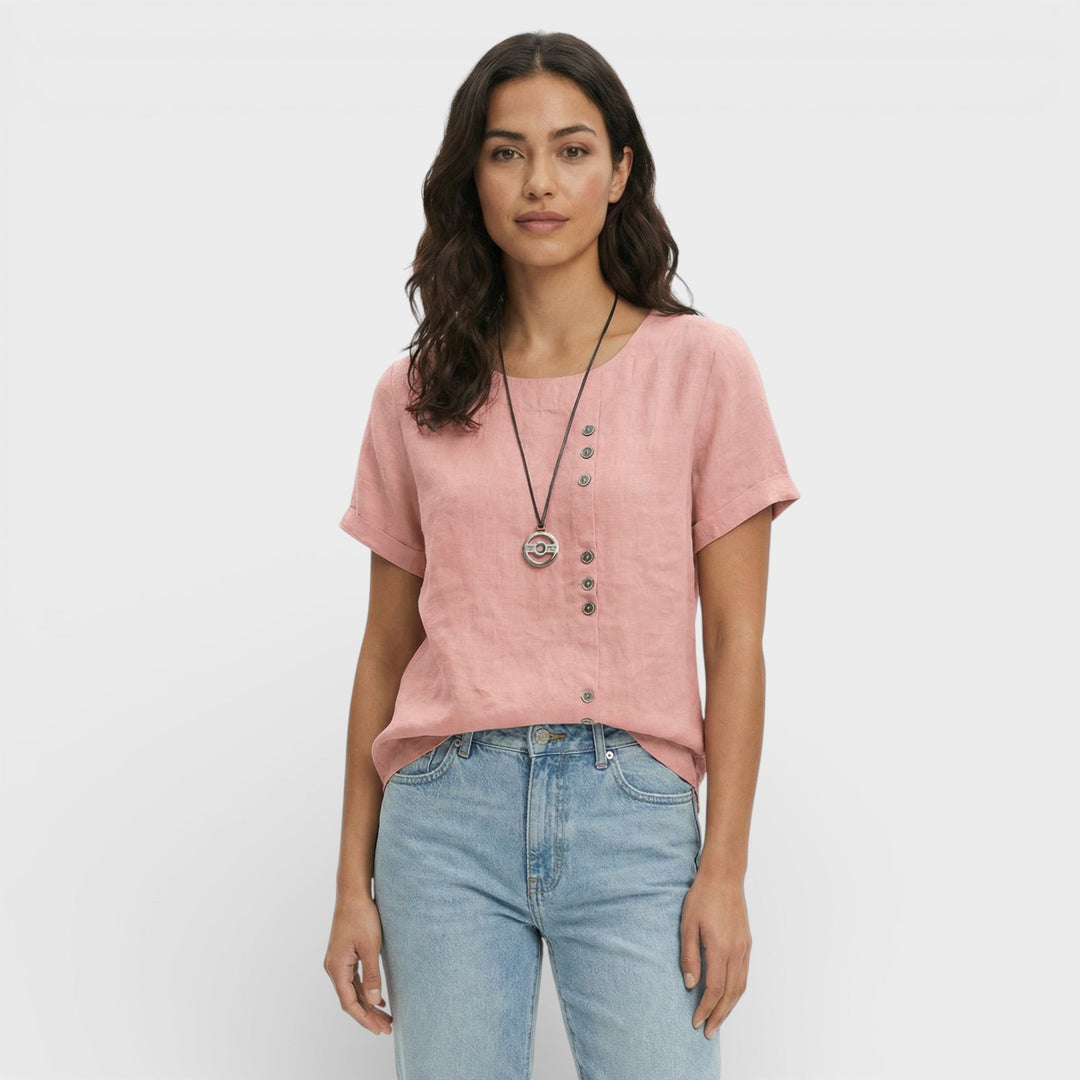 Blouse Unie Manche Courte Femme