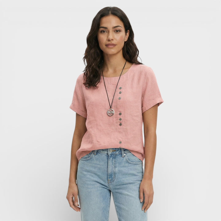 Blouse Unie Manche Courte Femme