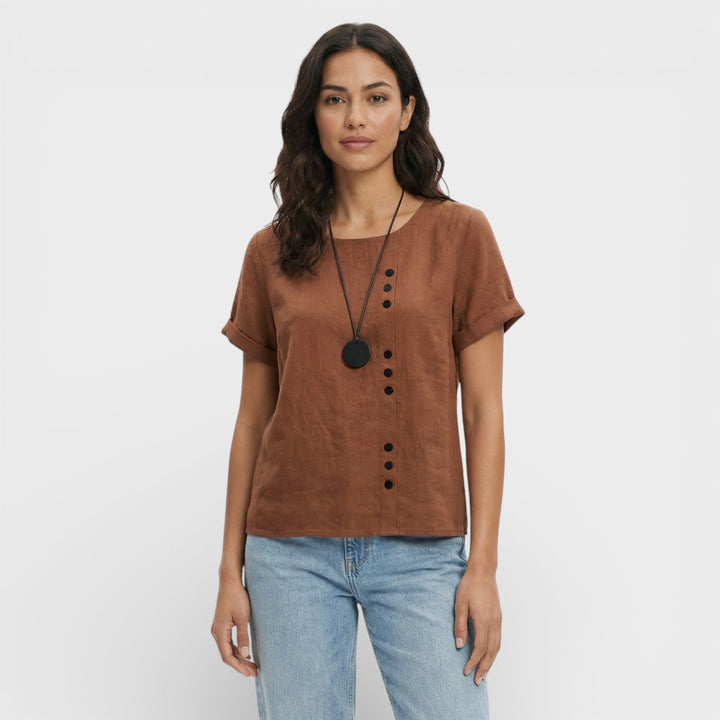 Blouse Unie Manche Courte Femme