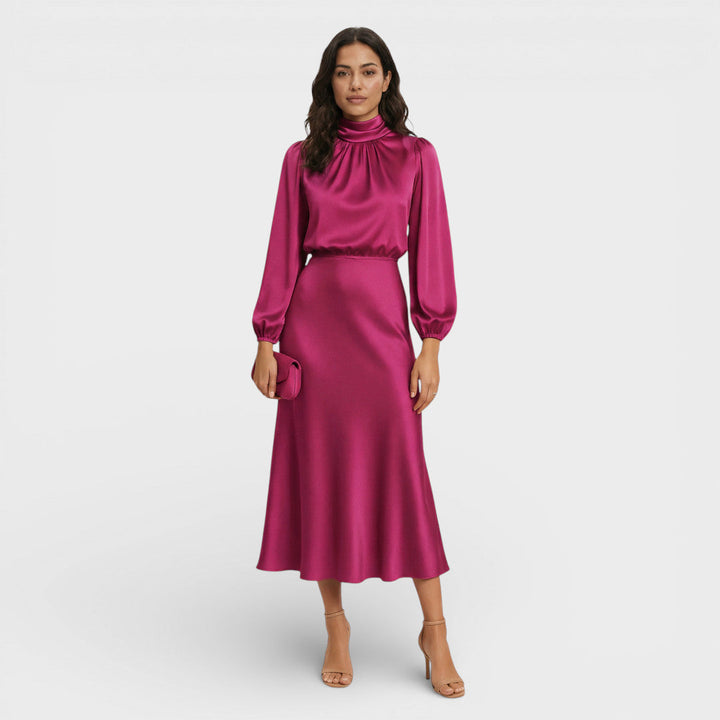Robe Midi Femme Col Haut