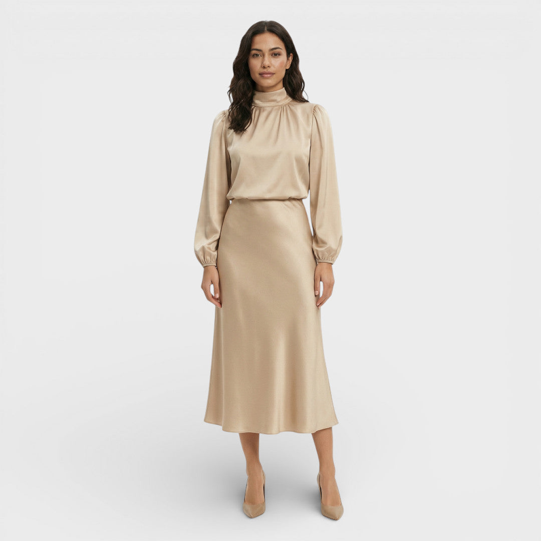 Robe Midi Femme Col Haut
