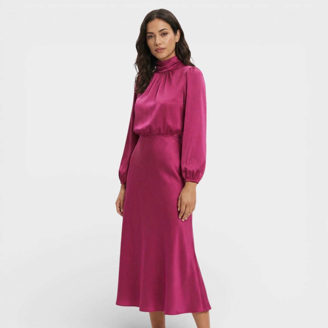 Robe Midi Femme Col Haut