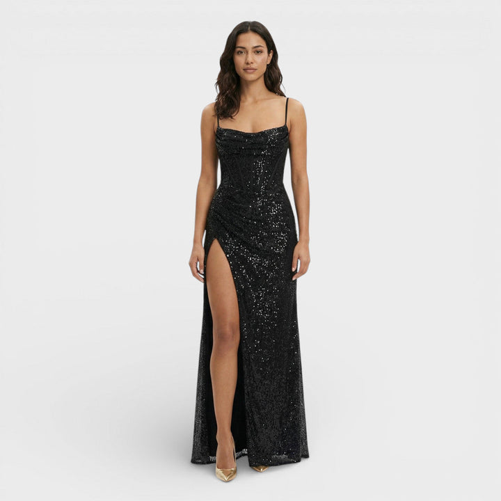 Robe Longue Paillettes Fente Femme