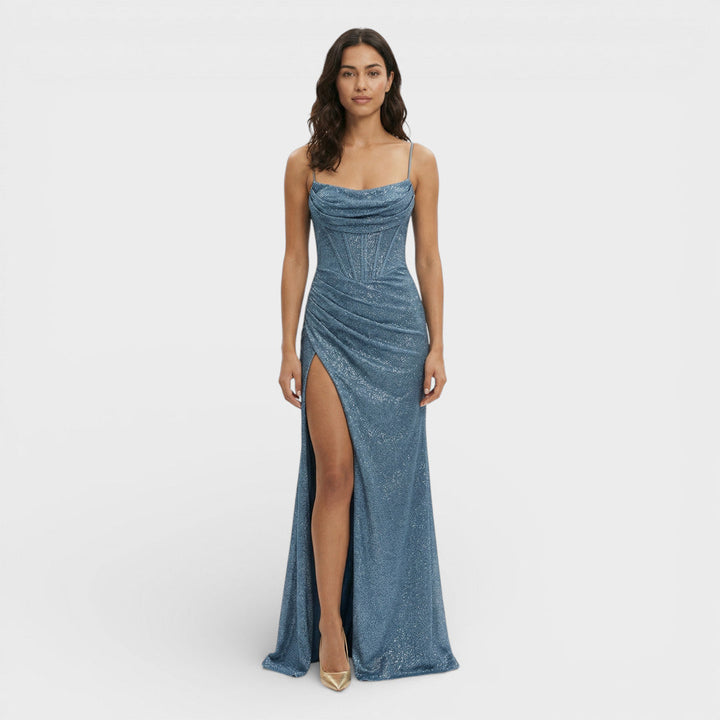 Robe Longue Paillettes Fente Femme