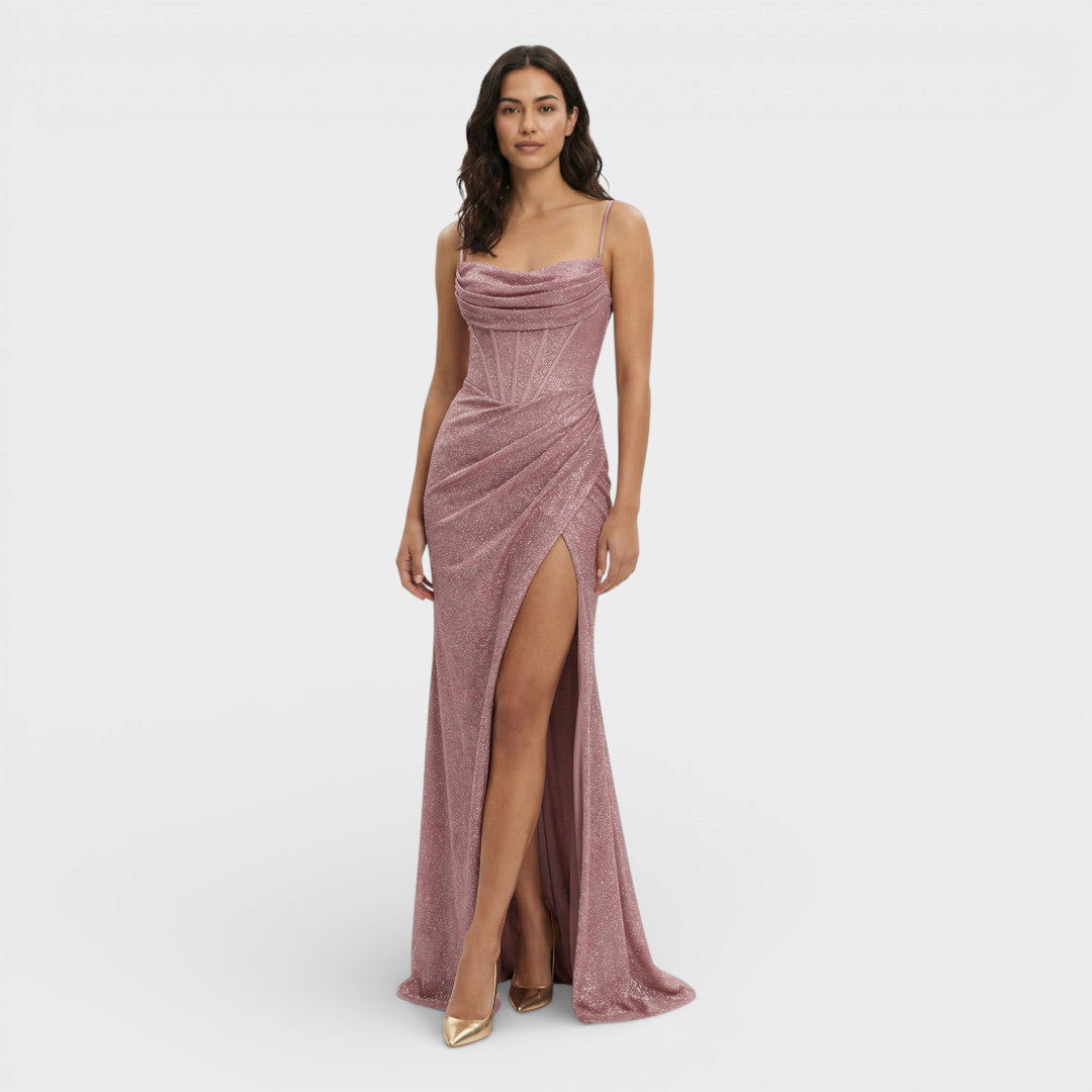 Robe Longue Paillettes Fente Femme