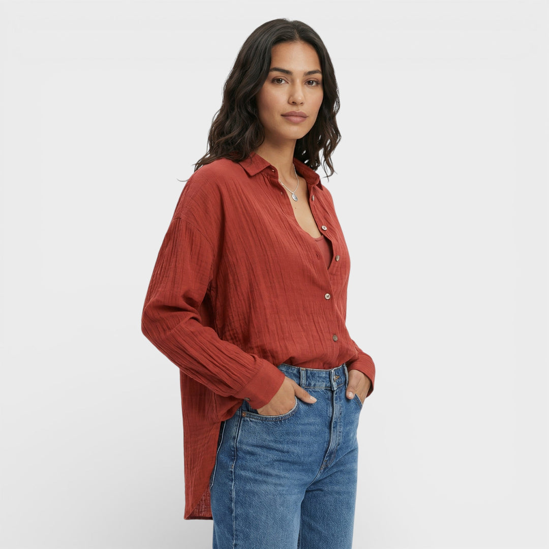 Chemise Plissée Légère Femme Élégante