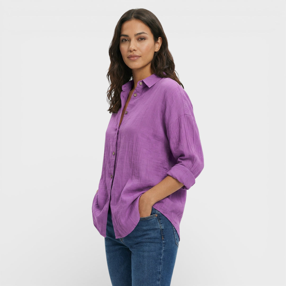 Chemise Plissée Légère Femme Élégante