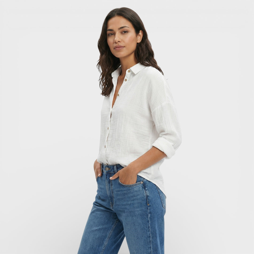 Chemise Plissée Légère Femme Élégante