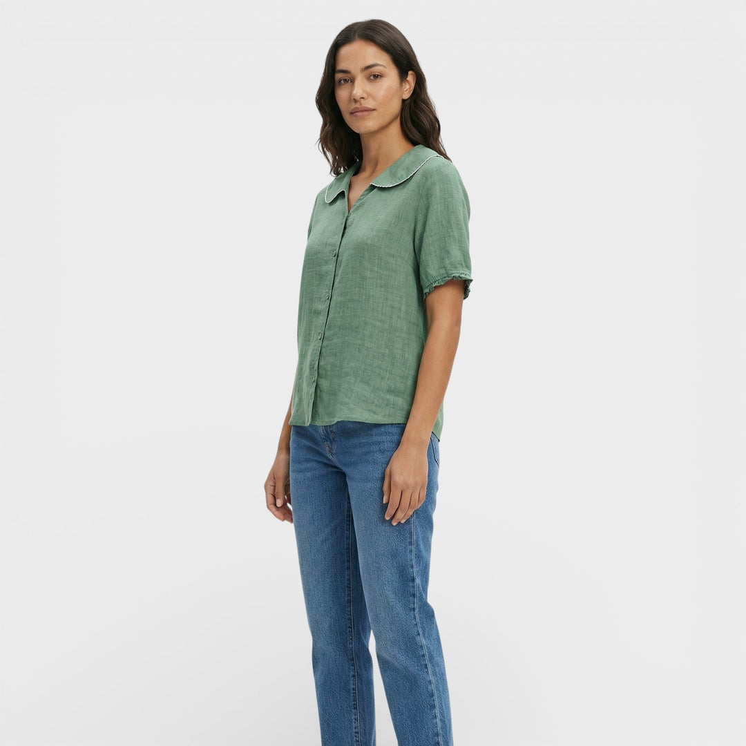 Blouse Légère Col Ondulé Femme