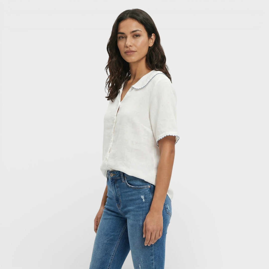 Blouse Légère Col Ondulé Femme