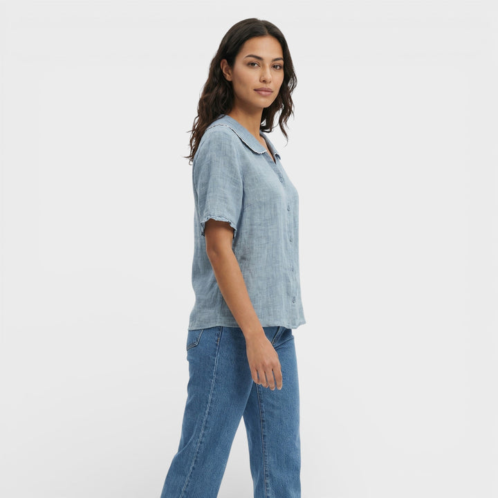 Blouse Légère Col Ondulé Femme